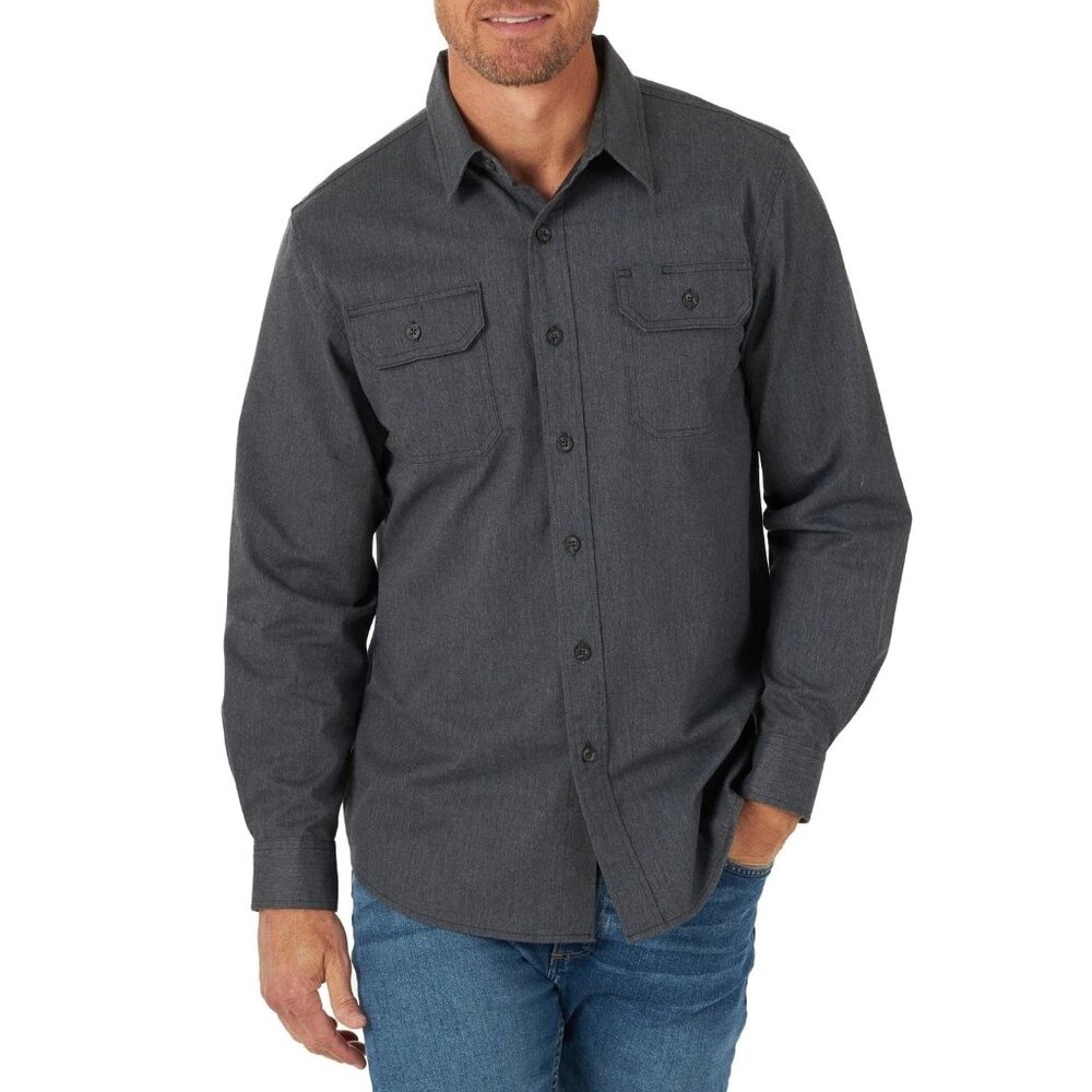 Wrangler Flannel Men's XL Charcoal Gray Button-Up Shirt  i1700